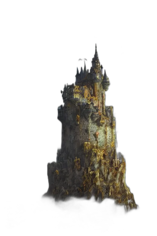 crown, building, dragon, staff, concept art, 3d render, fantasy art, pixel art transparent PNG cut-out