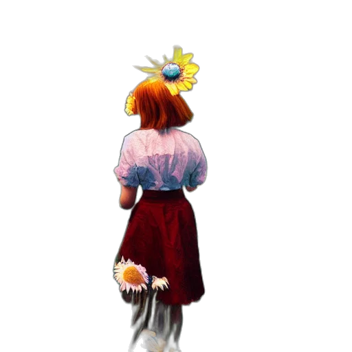 dress, staff, crown, flower transparent PNG cut-out
