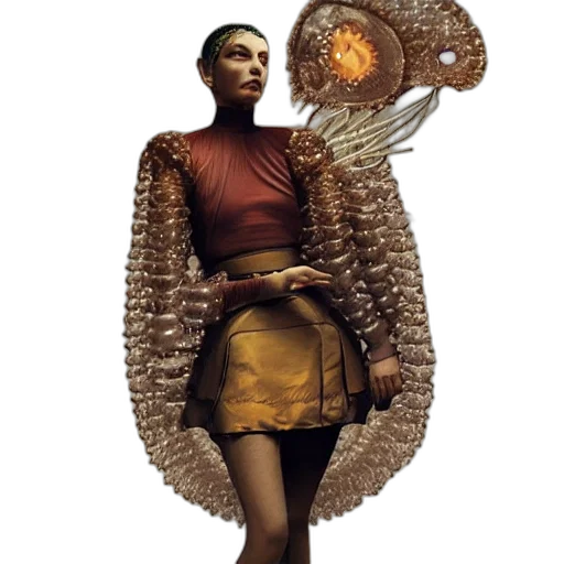 jacket, dress, staff, jewelry, concept art, fantasy art, 3d render, photorealistic transparent PNG cut-out