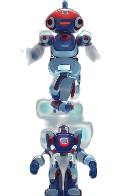 robot, weapon, concept art, 3d render, pixel art, watercolor, blue, metabots transparent PNG cut-out