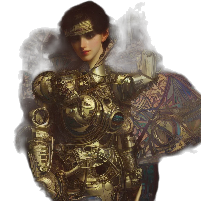 robot, weapon, face, concept art transparent PNG cut-out