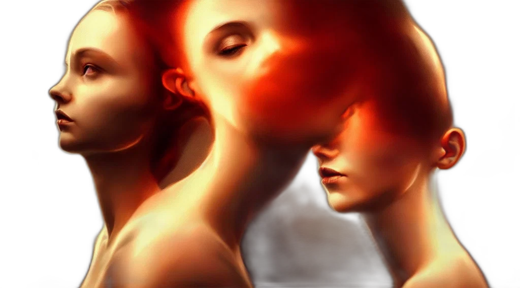 face, photorealistic, concept art, oil painting, 3d render, fire, outer space, neon lights transparent PNG cut-out