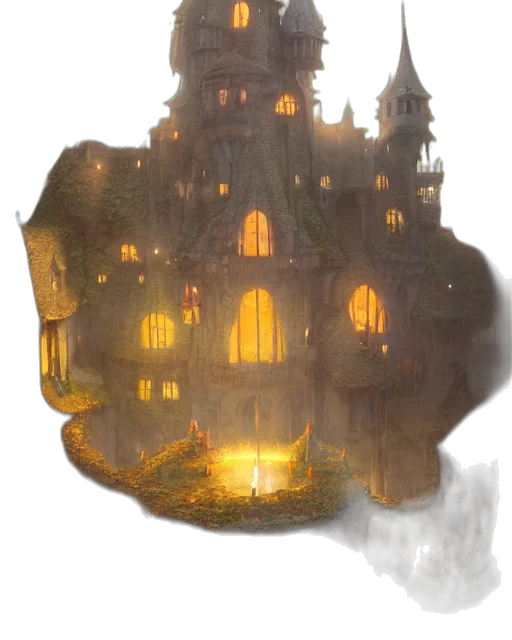 building, crown, mask, concept art, fantasy art, watercolor, 3d render, fog transparent PNG cut-out