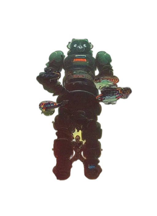 robot, creature, staff, weapon transparent PNG cut-out