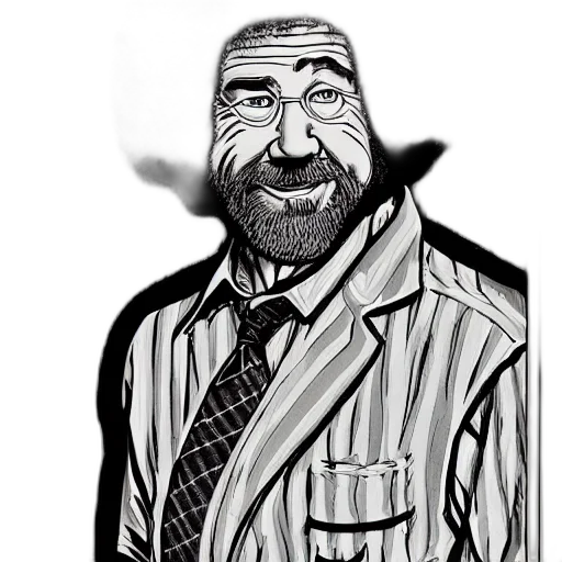 staff, jacket, face, hat, comic book art, cartoon, concept art, photorealistic transparent PNG cut-out