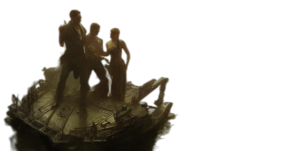 3d render, concept art, fantasy art, underwater, fog, blade, runner, movie transparent PNG cut-out