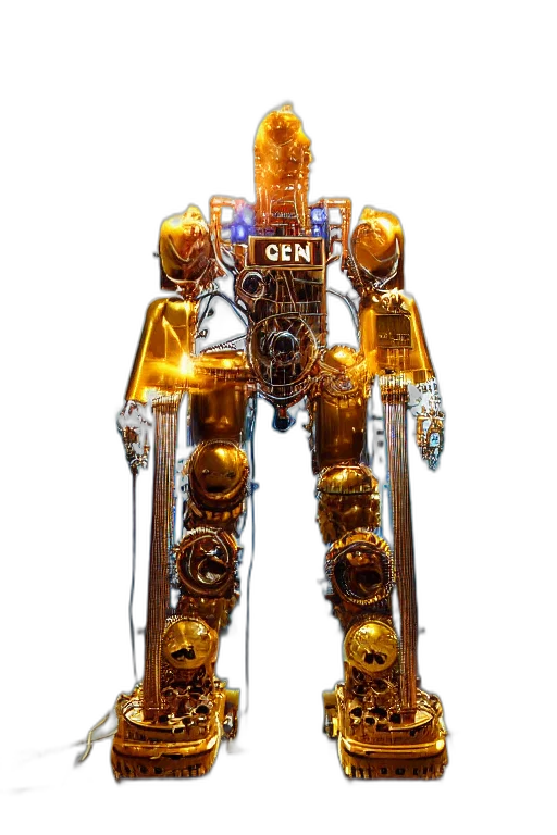 robot, weapon, staff, concept art, cyberpunk, 3d render, portrait, photo transparent PNG cut-out