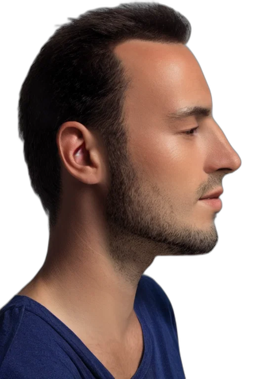 face, hair, mask, staff, photorealistic, 3d render, profile, avatar transparent PNG cut-out