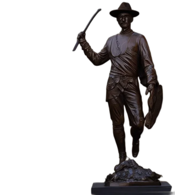 staff, sword, photorealistic, photo, medium, shot, bronze, statue transparent PNG cut-out