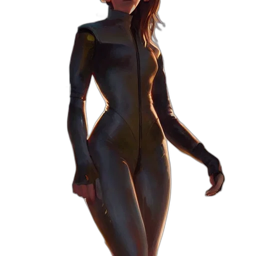 dress, jacket, robot, face, concept art, comic book art, 3d render, cyberpunk transparent PNG cut-out