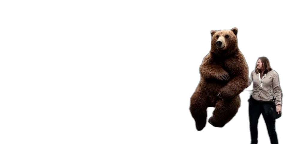 animal, creature, 3d render, concept art, photorealistic, riding, bear, work transparent PNG cut-out
