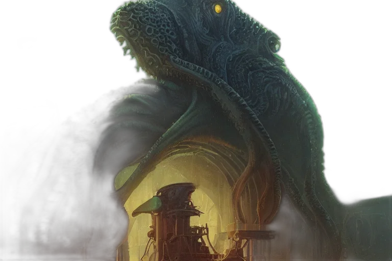 dragon, creature, concept art, fantasy art, comic book art, photorealistic, fog, underwater transparent PNG cut-out