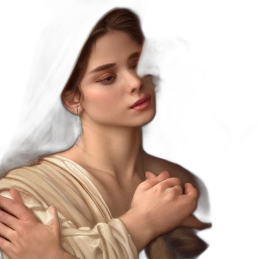 face, dress, photorealistic, concept art, oil painting, fantasy art, forest, fire transparent PNG cut-out