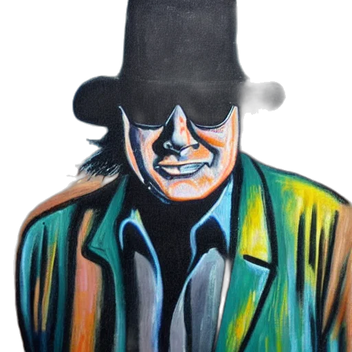 mask, face, hat, jacket, comic book art, concept art, cartoon, watercolor transparent PNG cut-out