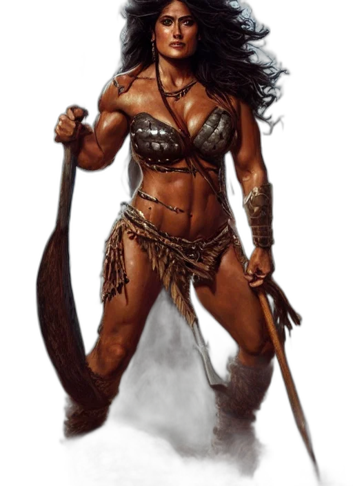 fantasy art, concept art, comic book art, photorealistic, portrait, very, muscled, salma transparent PNG cut-out