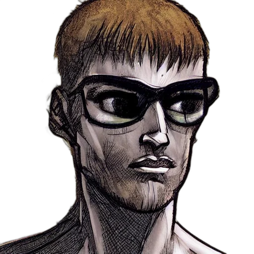 face, mask, staff, robot, comic book art, concept art, cartoon, cyberpunk transparent PNG cut-out