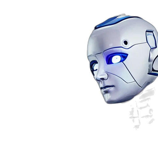 robot, mask, face, 3d render, concept art, cyberpunk, vaporwave, blue transparent PNG cut-out