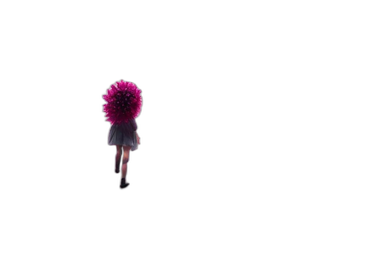hair, flower, umbrella, dress, 3d render, concept art, pixel art, vaporwave transparent PNG cut-out