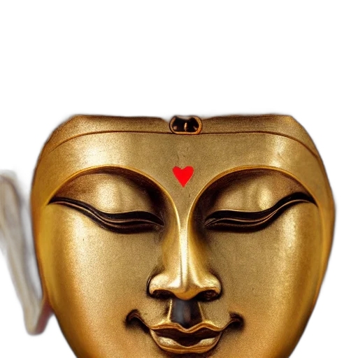 jewelry, mask, crown, face, 3d render, photorealistic, indian, buddha transparent PNG cut-out