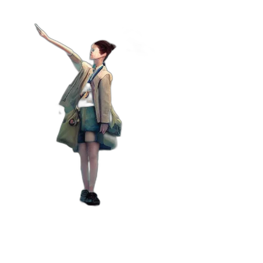 jacket, staff, dress, umbrella, 3d render, concept art, pixel art, photorealistic transparent PNG cut-out