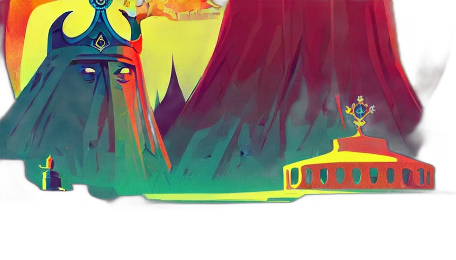 concept art, fantasy art, comic book art, forest, fire, underwater, sunset, colorful transparent PNG cut-out