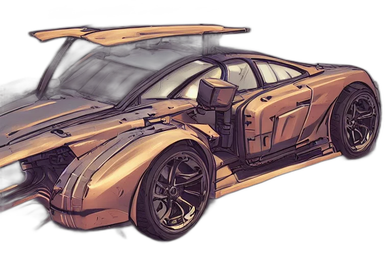 car, concept art, 3d render, photorealistic transparent PNG cut-out