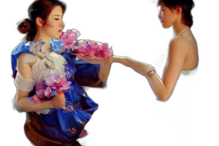 dress, jewelry, flower, photorealistic, oil painting, 3d render, concept art, underwater transparent PNG cut-out