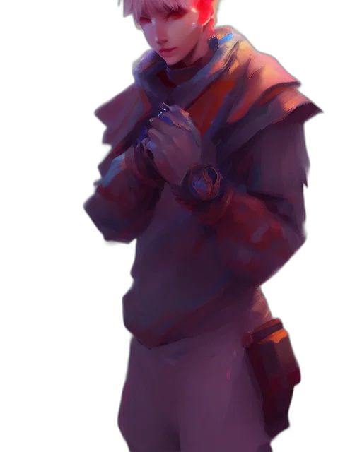 jacket, staff, weapon, face transparent PNG cut-out