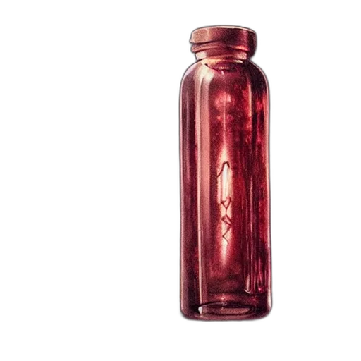 bottle, 3d render, red, glass transparent PNG cut-out