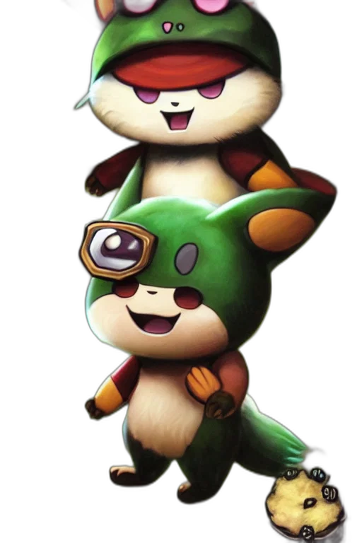 staff, animal, concept art, 3d render, pixel art, fantasy art, green, teemo transparent PNG cut-out