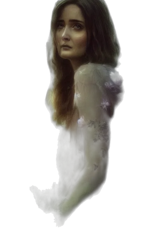 dress, face, creature, hair transparent PNG cut-out