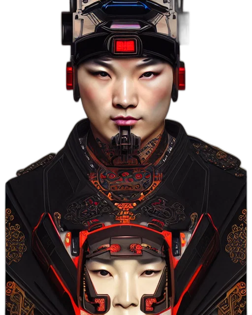 face, mask, robot, staff, cyberpunk, concept art, photorealistic, fantasy art transparent PNG cut-out