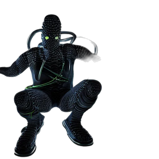 robot, mask, creature, staff, 3d render, concept art, cyberpunk, comic book art transparent PNG cut-out