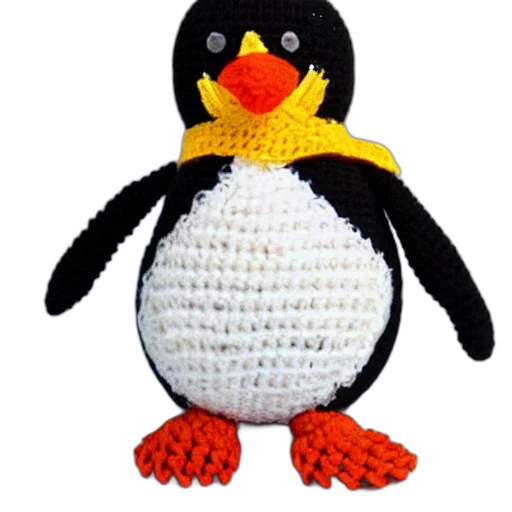 animal, staff, 3d render, pixel art, crocheted, penguin, doll transparent PNG cut-out