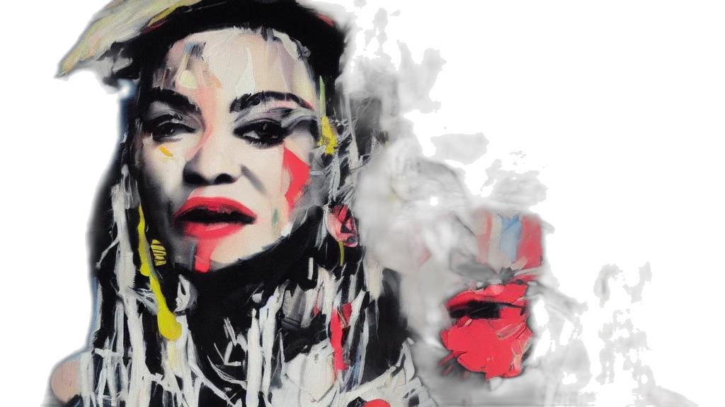 photorealistic, watercolor, madonna, original, artwork, jean, michel, basquiat transparent PNG cut-out