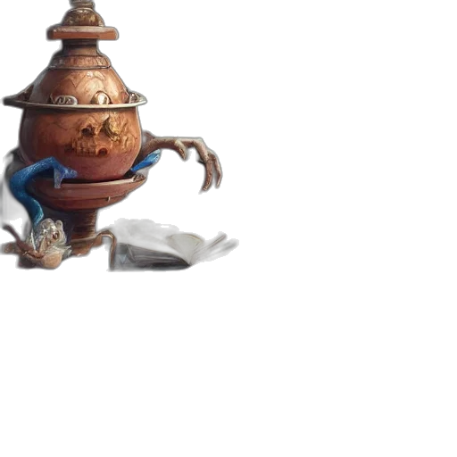 robot, bottle, weapon, staff, concept art, 3d render, fantasy art, watercolor transparent PNG cut-out
