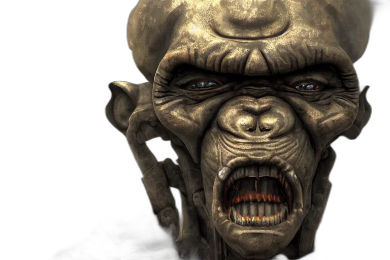mask, face, creature, concept art, 3d render, photorealistic, brutalist, ambient transparent PNG cut-out