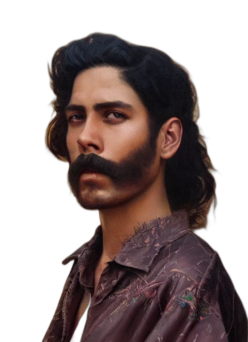 hair, face, staff, hat transparent PNG cut-out