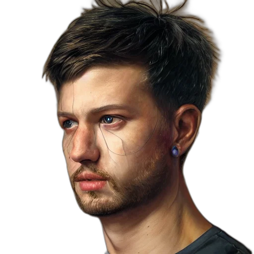 face, staff, hair, weapon transparent PNG cut-out