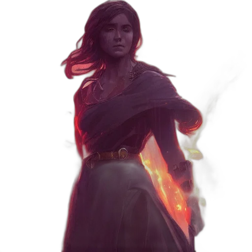 dress, face, staff, concept art transparent PNG cut-out