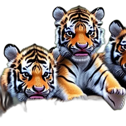 animal, creature, photorealistic, concept art, 3d render, oil painting, baby, tiger transparent PNG cut-out