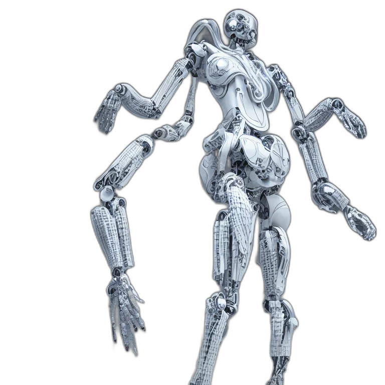 robot, concept art, 3d render, cyberpunk transparent PNG cut-out