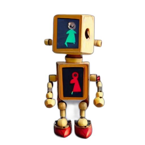 robot, staff, pixel art, 3d render, concept art, cartoon, red, artiste transparent PNG cut-out