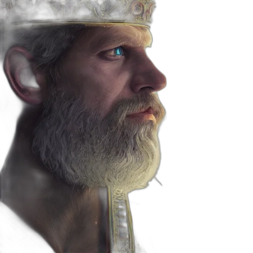 face, crown, hat, sword, concept art, photorealistic, 3d render, fantasy art transparent PNG cut-out