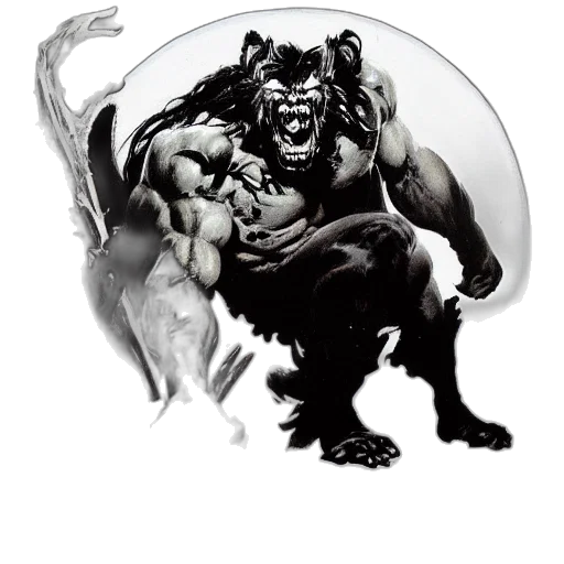 comic book art, concept art, fantasy art, photorealistic, lobo, painting, frank, frazetta transparent PNG cut-out