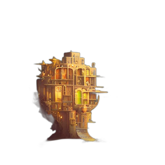 furniture, crown, building, robot, concept art, pixel art, 3d render, fantasy art transparent PNG cut-out