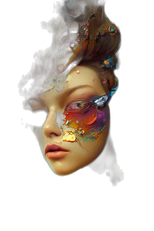 mask, face, crown, fantasy art, concept art, photorealistic, oil painting, outer space transparent PNG cut-out
