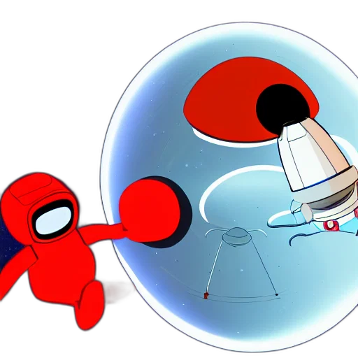 umbrella, concept art, 3d render, outer space, underwater, cartoon, red, short transparent PNG cut-out