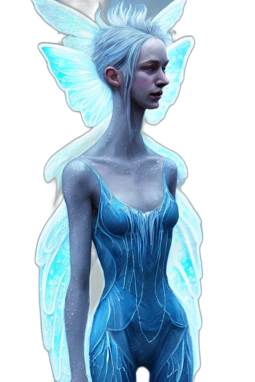 dress, creature, concept art, fantasy art, comic book art, 3d render, blue, pastel transparent PNG cut-out