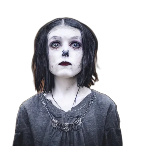 mask, face, creature, monochrome, dark, old, goth, girl transparent PNG cut-out
